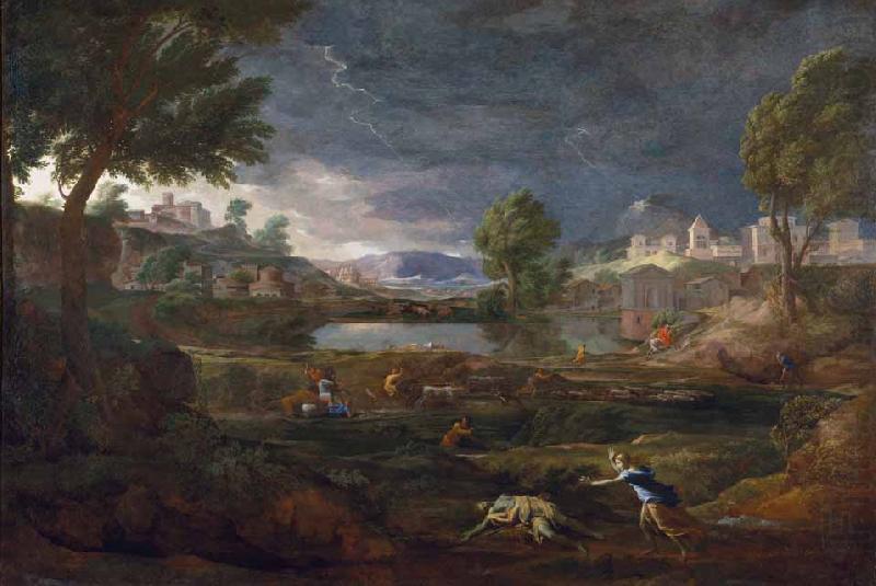 Landschaft mit Pyramos und Thisbe, Nicolas Poussin